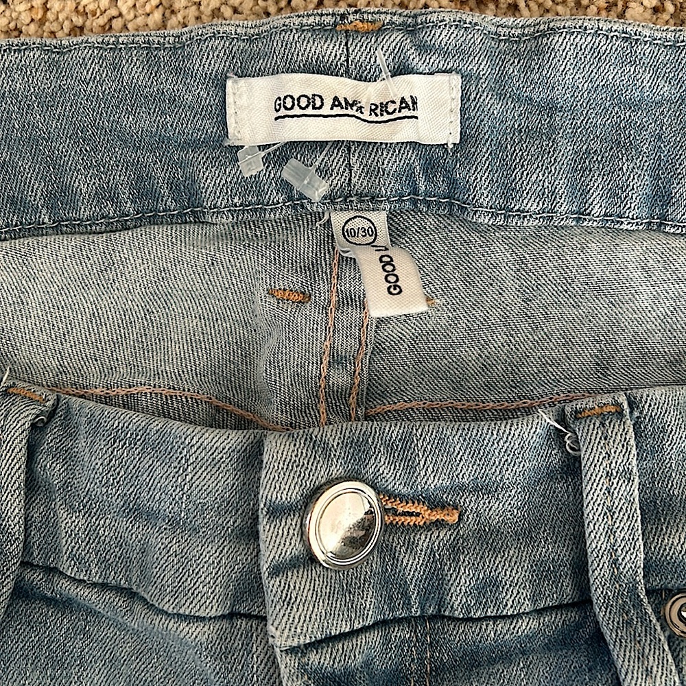 Good American Sexy Distressed Light Blue Denim Skinny Jeans Pants **Sz 10**🔥🔥 - Picture 6 of 9